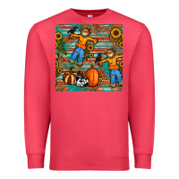 Cardinal fall scarecrow seamless pattern Premium Sweatshirt - BundleAndBundleShop