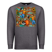 Charcoal Heather fall scarecrow seamless pattern Premium Sweatshirt - BundleAndBundleShop