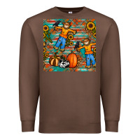 Chestnut fall scarecrow seamless pattern Premium Sweatshirt - BundleAndBundleShop