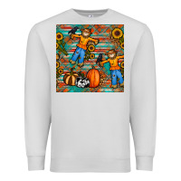 Dove Grey fall scarecrow seamless pattern Premium Sweatshirt - BundleAndBundleShop