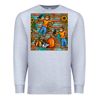 Heather Grey fall scarecrow seamless pattern Premium Sweatshirt - BundleAndBundleShop
