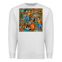 Oatmeal Heather fall scarecrow seamless pattern Premium Sweatshirt - BundleAndBundleShop