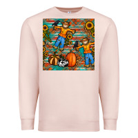 Pale Pink fall scarecrow seamless pattern Premium Sweatshirt - BundleAndBundleShop