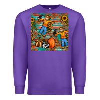 Purple fall scarecrow seamless pattern Premium Sweatshirt - BundleAndBundleShop
