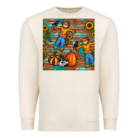 Sandshell fall scarecrow seamless pattern Premium Sweatshirt - BundleAndBundleShop