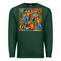 Sports Green fall scarecrow seamless pattern Premium Sweatshirt - BundleAndBundleShop