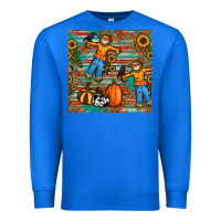 True Royal fall scarecrow seamless pattern Premium Sweatshirt - BundleAndBundleShop