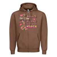 Chestnut Blessed women are born in March Zipper Hoodie - FaDigitalArtStudio