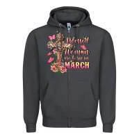 Smoke Blessed women are born in March Zipper Hoodie - FaDigitalArtStudio