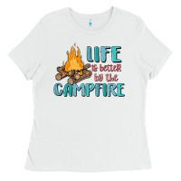White life is better by the campfire Ladies Tee - MaliasSmallBusiness