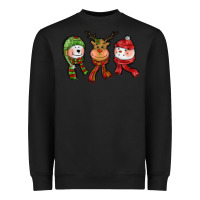 Black christmas reindeer polar bear snowman Heavyweight Sweatshirt - CowGirlArtShop