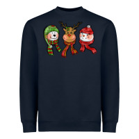 Navy christmas reindeer polar bear snowman Heavyweight Sweatshirt - CowGirlArtShop