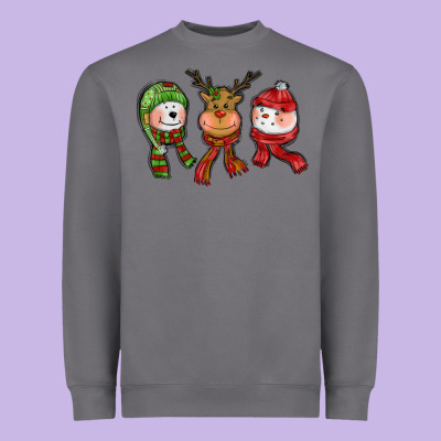 Christmas Reindeer Polar Bear Snowman Heavyweight Sweatshirt Designed By Cowgirlartshop