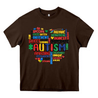 Chocolate Brown autism heart Heavy Core Tee - MaliasSmallBusiness
