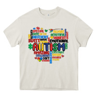 Cream autism heart Heavy Core Tee - MaliasSmallBusiness