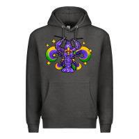 Charcoal Heather mardi gras crawfish Premium Hoodie - FaDigitalArtStudio
