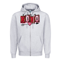 Heather Grey Xoxo love Valentine's Day Zipper Hoodie - FaDigitalArtStudio