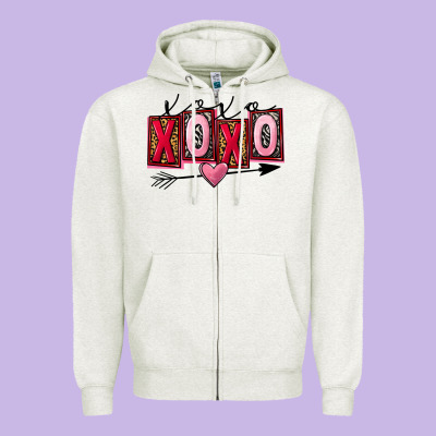 Xoxo Love Valentine's Day Zipper Hoodie Designed By Fadigitalartstudio