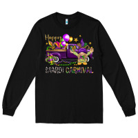 Black Happy Mardi Carnival with truck Long Sleeve Tee - NancyCooperArtShop