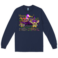Navy Happy Mardi Carnival with truck Long Sleeve Tee - NancyCooperArtShop