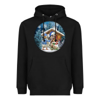 Black Winter Farm Animals Heavyweight Hoodie - FaDigitalArtStudio