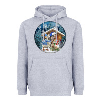 Heather Grey Winter Farm Animals Heavyweight Hoodie - FaDigitalArtStudio