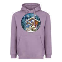 Lavender Winter Farm Animals Heavyweight Hoodie - FaDigitalArtStudio