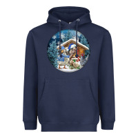 Navy Winter Farm Animals Heavyweight Hoodie - FaDigitalArtStudio