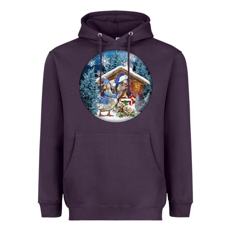 Winter Farm Animals Heavyweight Hoodie by FaDigitalArtStudio | Teevron