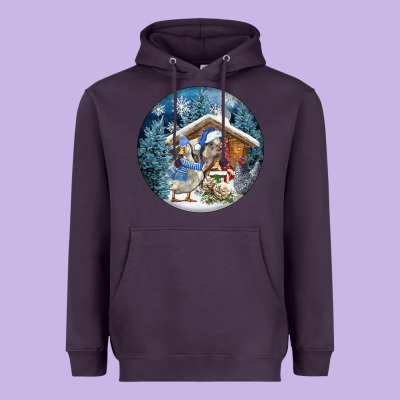 Winter Farm Animals Heavyweight Hoodie Designed By Fadigitalartstudio