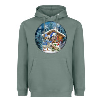 Sage Winter Farm Animals Heavyweight Hoodie - FaDigitalArtStudio