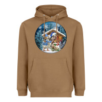 Toasted Coconut Winter Farm Animals Heavyweight Hoodie - FaDigitalArtStudio