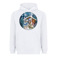 White Winter Farm Animals Heavyweight Hoodie - FaDigitalArtStudio