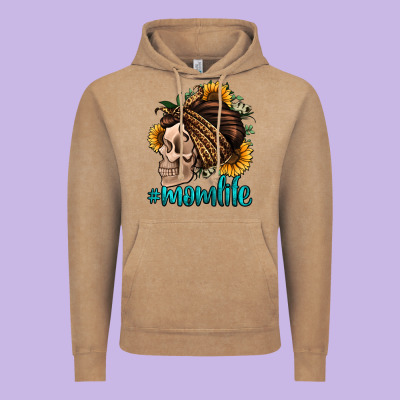 Momlife Skull With Bandana Vintage Hoodie Designed By Jasminsmagicworld
