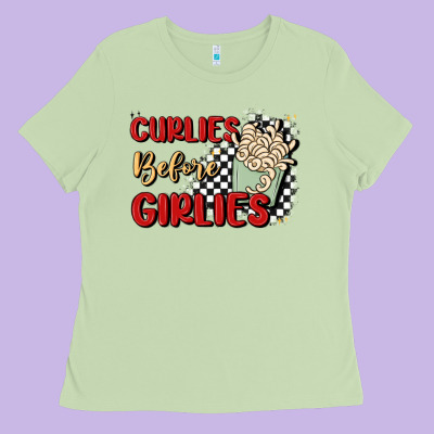 Curlies Before Girlies Ladies Tee Designed By Maliassmallbusiness