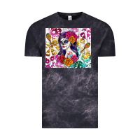 Cloud Black sugar skull girl Vintage Tee - RanaPortraitStore