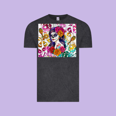 Sugar Skull Girl Vintage Tee Designed By Ranaportraitstore