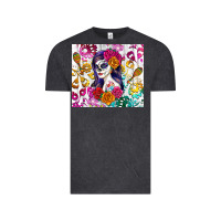Vintage Black sugar skull girl Vintage Tee - RanaPortraitStore