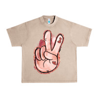 French Oak Floral Argyle Peace Sign Urban Heavy Tee - Jasminsmagicworld