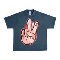 Midnight Navy Floral Argyle Peace Sign Urban Heavy Tee - Jasminsmagicworld
