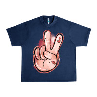 Navy Floral Argyle Peace Sign Urban Heavy Tee - Jasminsmagicworld
