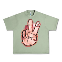 Oil Green Floral Argyle Peace Sign Urban Heavy Tee - Jasminsmagicworld