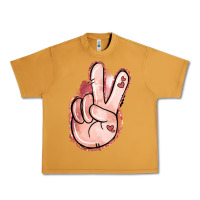 Peanut Butter Floral Argyle Peace Sign Urban Heavy Tee - Jasminsmagicworld