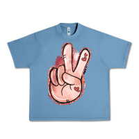 Pebble Blue Floral Argyle Peace Sign Urban Heavy Tee - Jasminsmagicworld