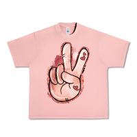 Salmon Floral Argyle Peace Sign Urban Heavy Tee - Jasminsmagicworld