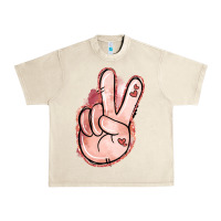 Sandshell Floral Argyle Peace Sign Urban Heavy Tee - Jasminsmagicworld