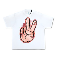 White Floral Argyle Peace Sign Urban Heavy Tee - Jasminsmagicworld