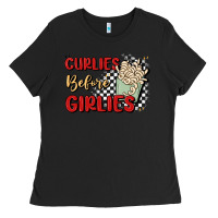 Black curlies before girlies Ladies Tee - MaliasSmallBusiness