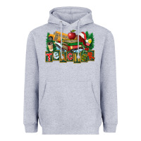 Heather Grey Christmas Teacher Heavyweight Hoodie - FaDigitalArtStudio