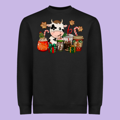 Cow Coffee Cups Christmas Heavyweight Sweatshirt Designed By Cowgirlartshop
